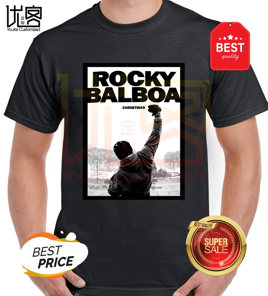 Модные мужские Рокки Бальбоа печатных футболки знаменитого фильма плакат Роки
