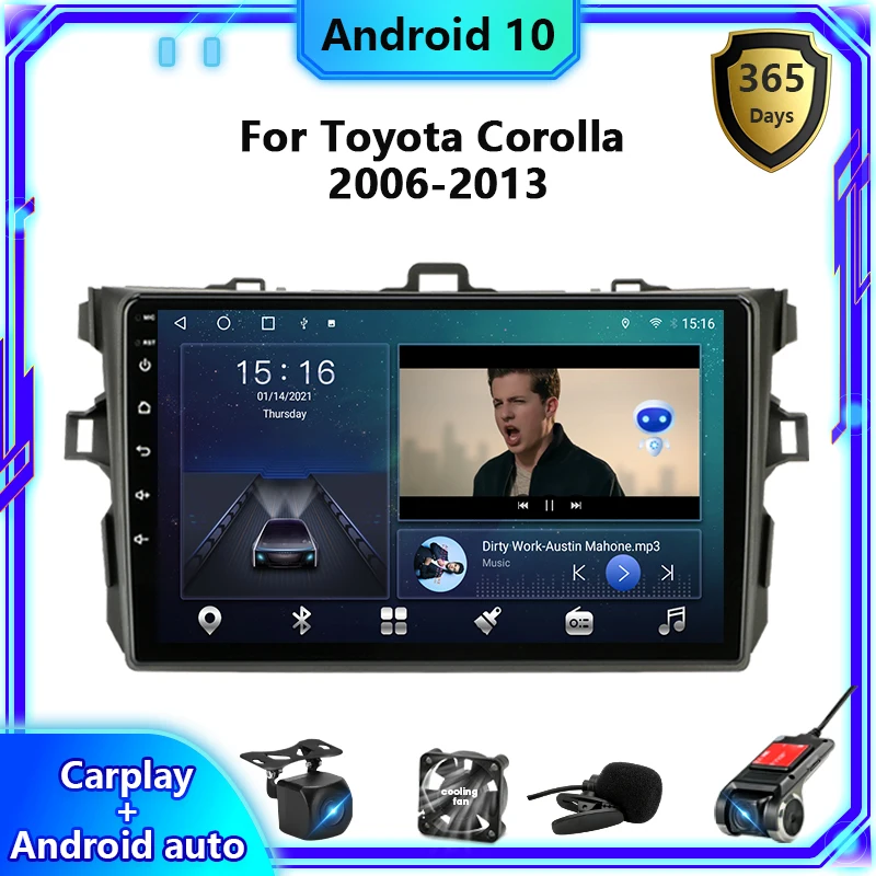 

SLFTXM 9" 2 din Android 10.0 Car Radio Multimedia Players Navigation GPS For Toyota Corolla E140/150 2006-2013 4G+WiFi DSP RDS