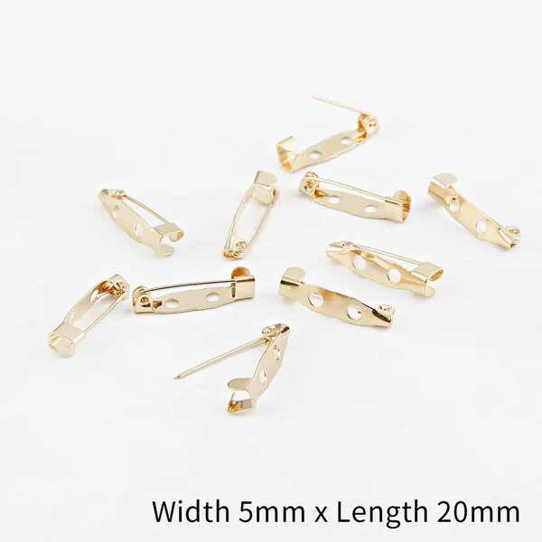 KC Gold 5x20mm 50 шт./Партия 15 20 25 30 35 мм золото/серебро/бронзовая брошь зажим базовые булавки безопасные булавки брошь настройки базы для украшений ручной работы Изготовление ювелирных изделий - Цвет: KC Gold 5x20mm