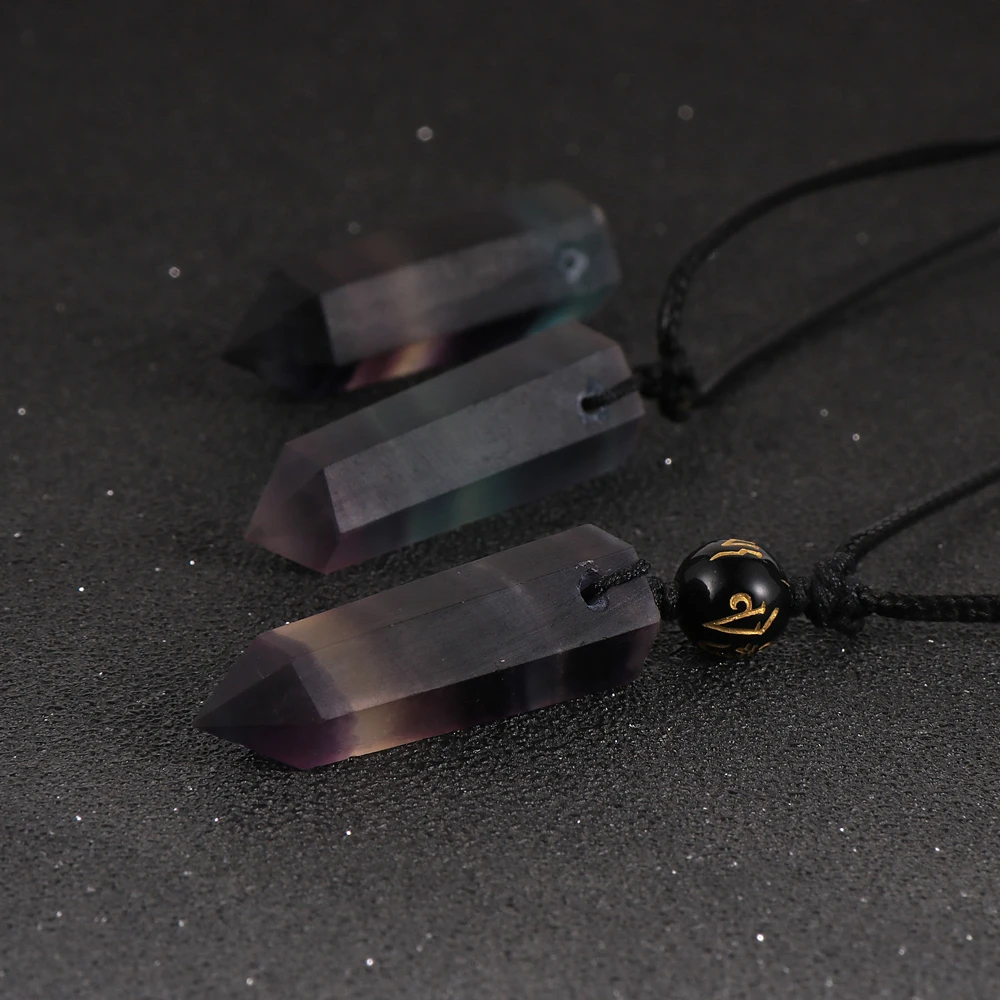 Женское и мужское ожерелье из натурального камня с разноцветными флюоритовыми