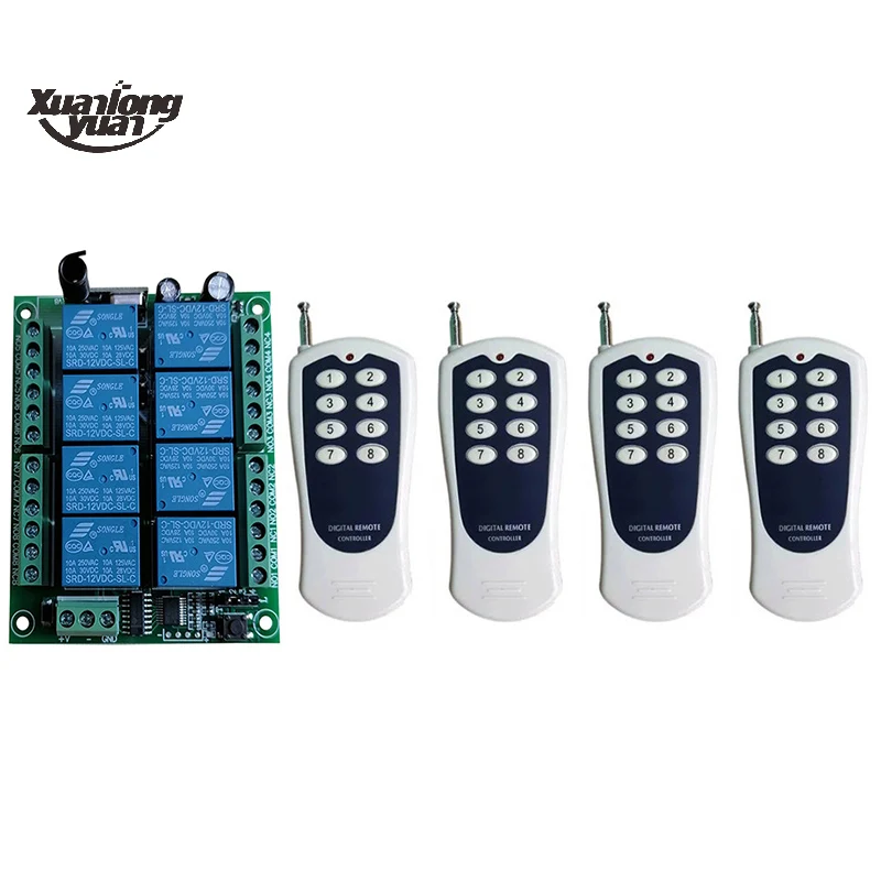 DC12V 24V 8CH 8 CH Channel Wireless Remote Control LED Light Switch Relay Output Radio RF Transmitter And 315/433 MHz Receiver