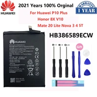 100 original hua wei hb386589ecw for huawei honor 8x 3650mah view 10 mate 20 lite p10 plus p10plus nova 3 4 5t battery batteria