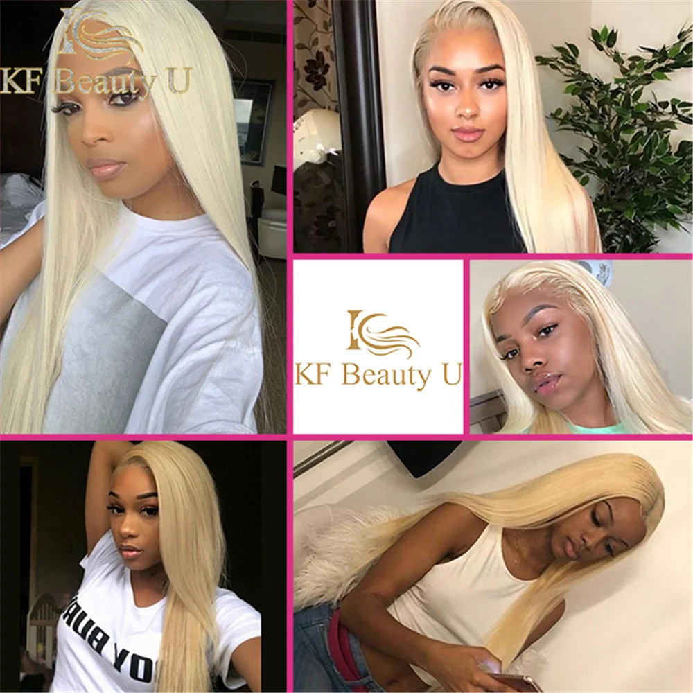 

613 Full Lace Wig Brazilian Straight Human Hair Wig Honey Blonde 150% Density Remy Hair Can Be Dyed 14" In Stock