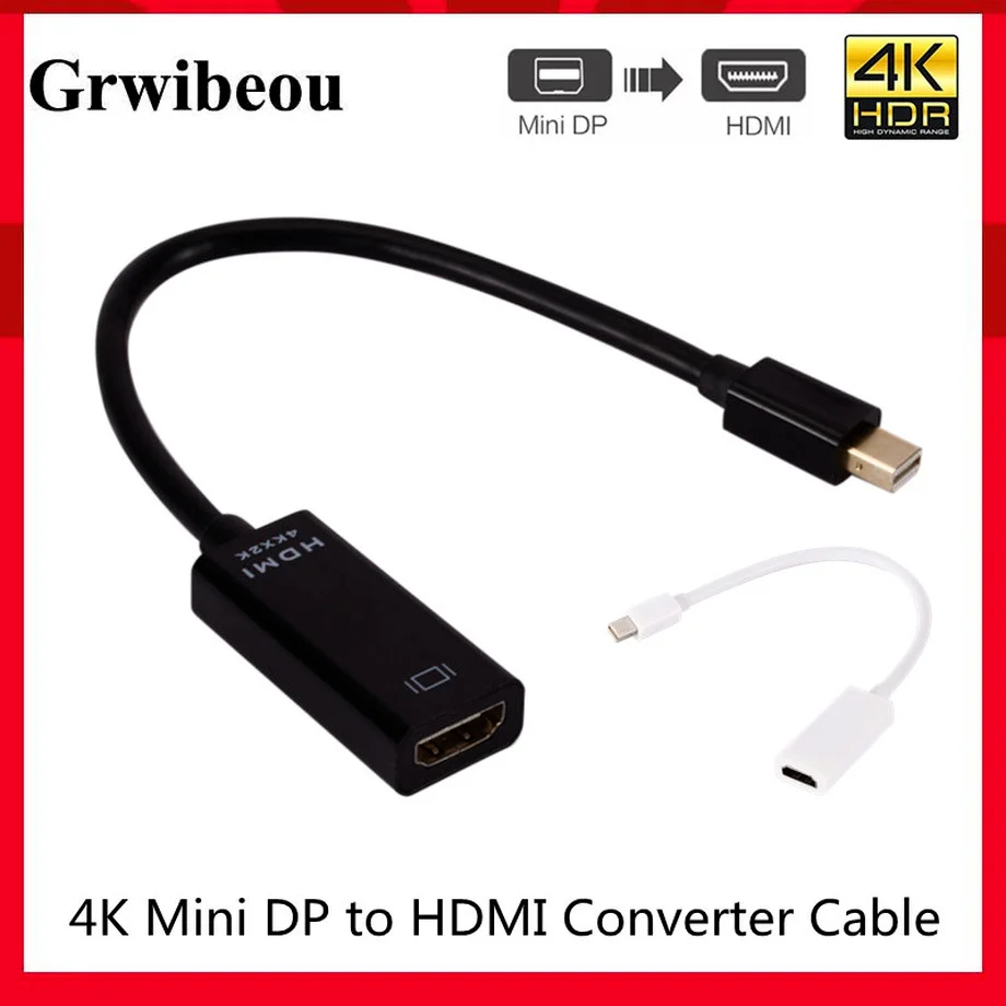 

Grwibeou Mini Displayport/DP To HDMI-compatible Cable 4k HD TV Projector DP 1.4 Display Port Converter For Apple Macbook Air Pro