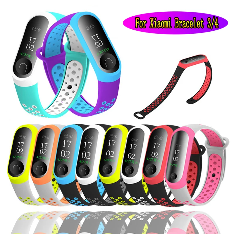 Mi Band 3 4 ремешок Спортивные Силиконовые часы наручные браслет Miband3 аксессуары