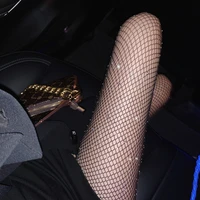 women sexy stockings tights rhinestone mesh fishnet pantyhose plus size bling female tights hosiery sheer meias collant femme