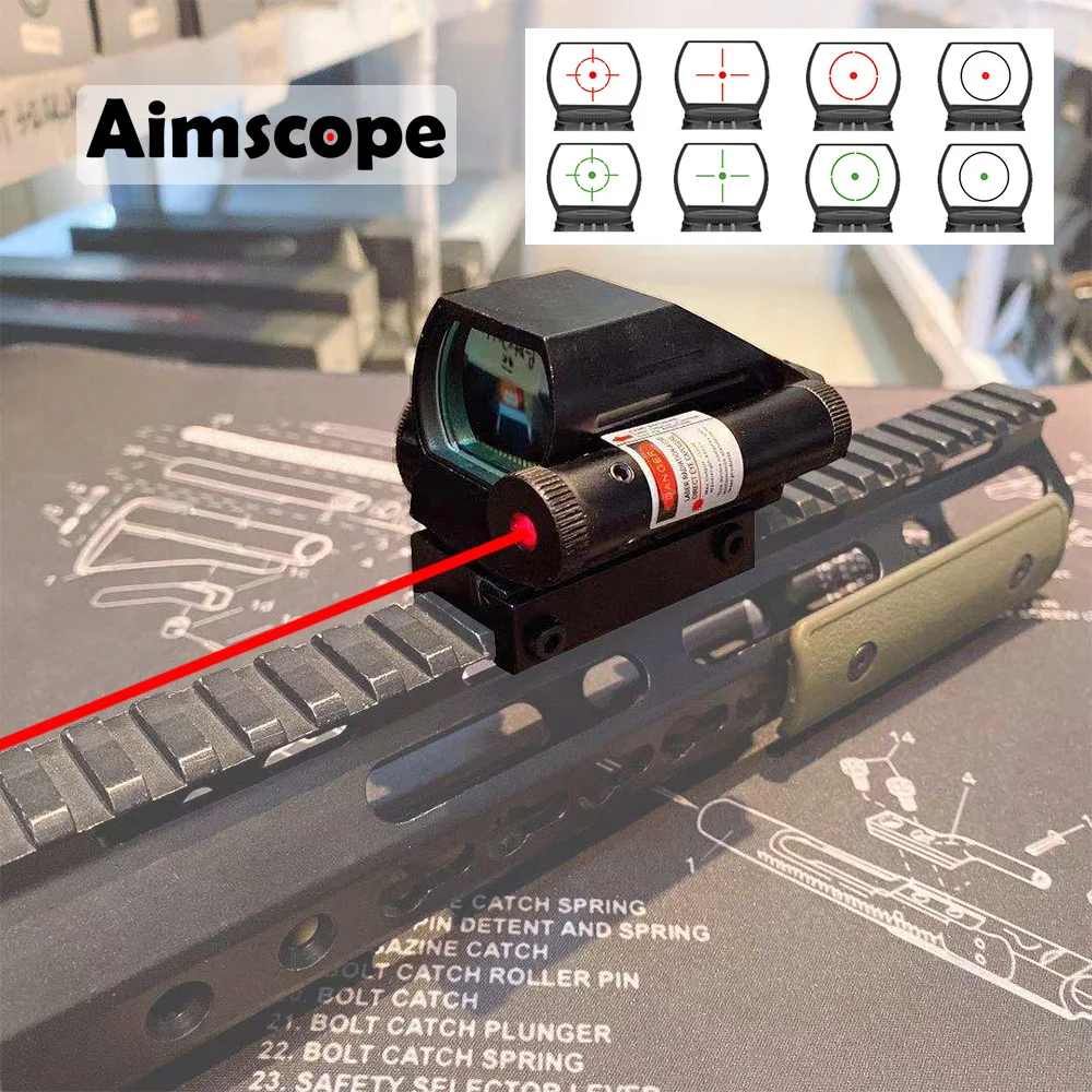 aimscope 2 em 1 laser vermelho com verde red dot sight combo 4 reticulos padrao tatico