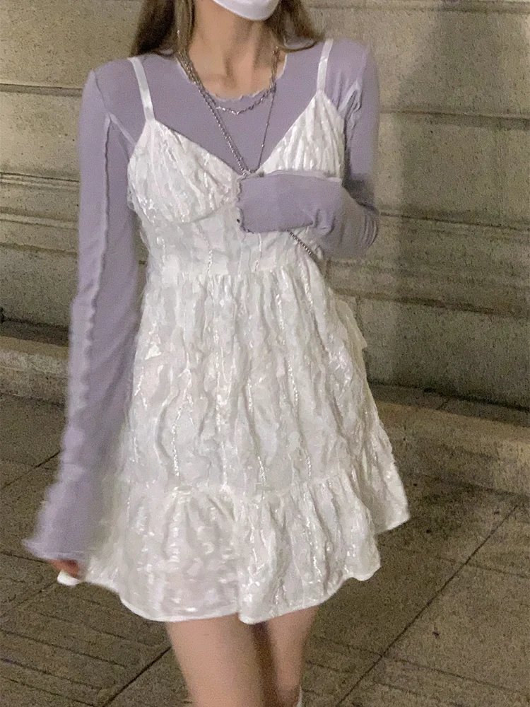 

Элегантные Вечерние Платья-мини на бретелях во Франции, женское милое сказочное платье в Корейском стиле, осень 2021, дизайнерское повседневн...