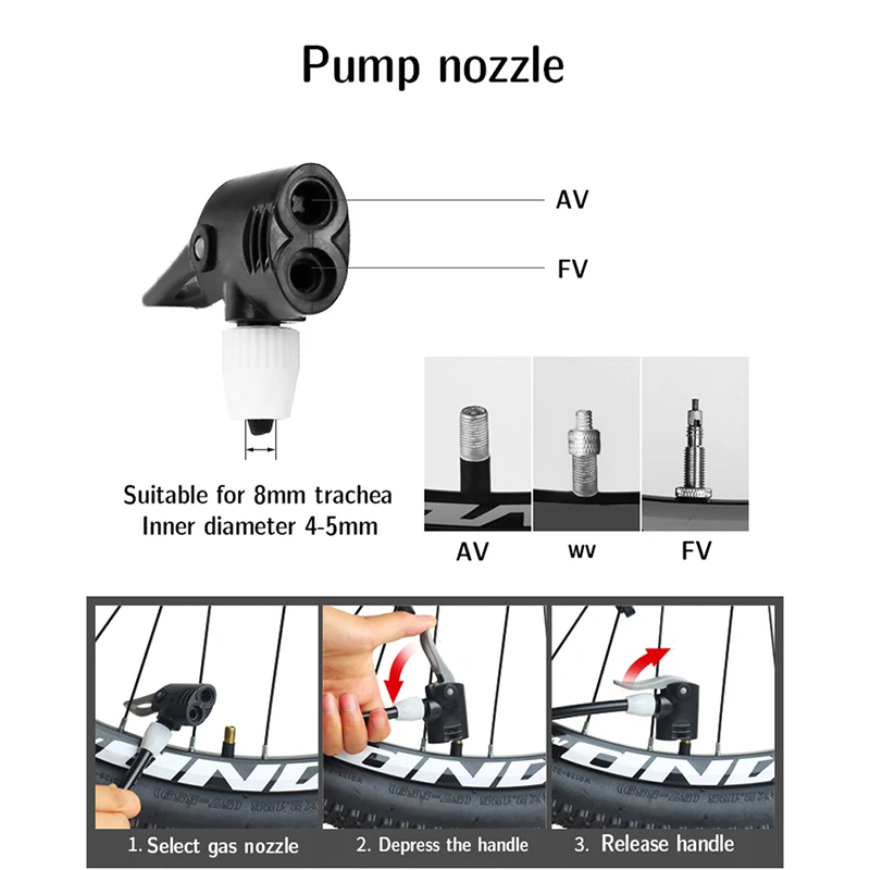 

Bicycle Pump Nozzle Hose Adapter Double Head Pumping Parts Accessories F/V Service A/V Schrader/Presta Valve Converter Inflatabl