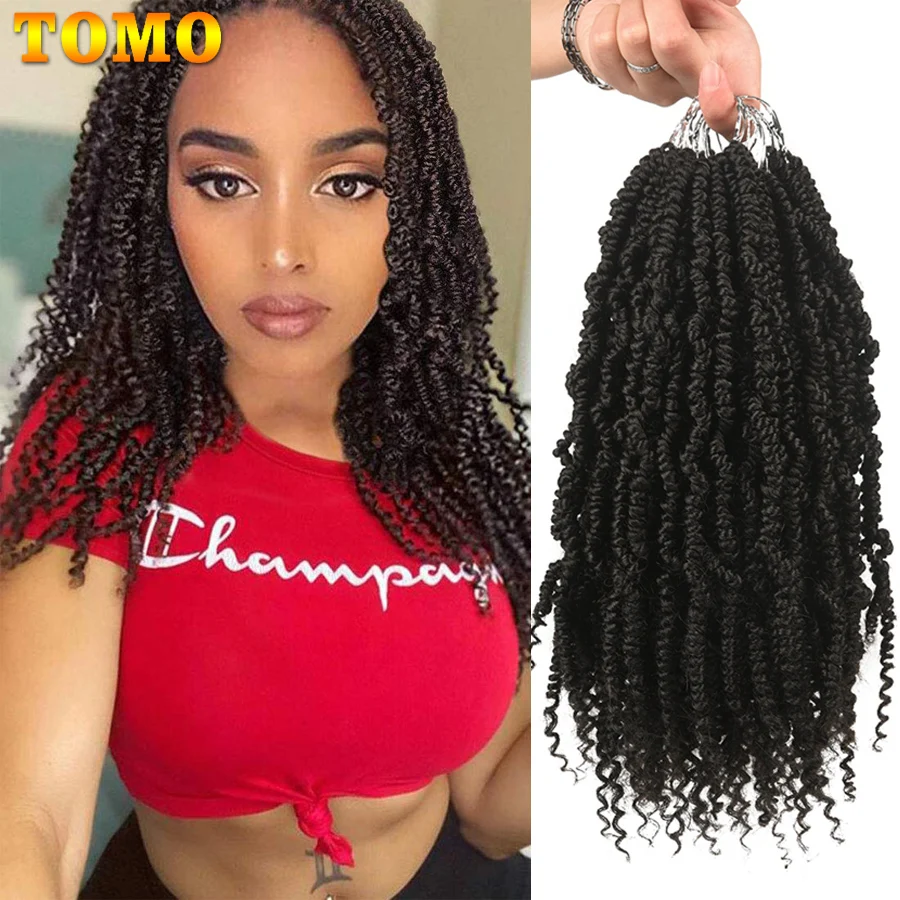 TOMO Предварительно скрученные Пружинные вязаные волосы короткие 14 дюймов
