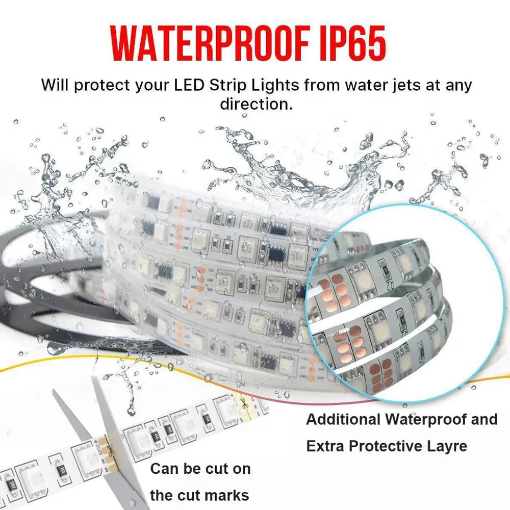 12 В RGB Светодиодные полосы света набор Водонепроницаемый IP65 5050 Led 44 ключ пульт