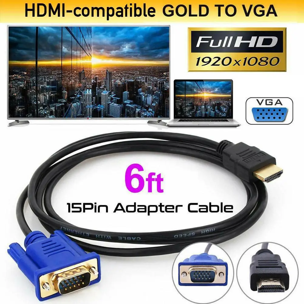 Аудиокабель преобразователь штекер гнездо 24 К Позолоченный разъем VGA 15 контактов