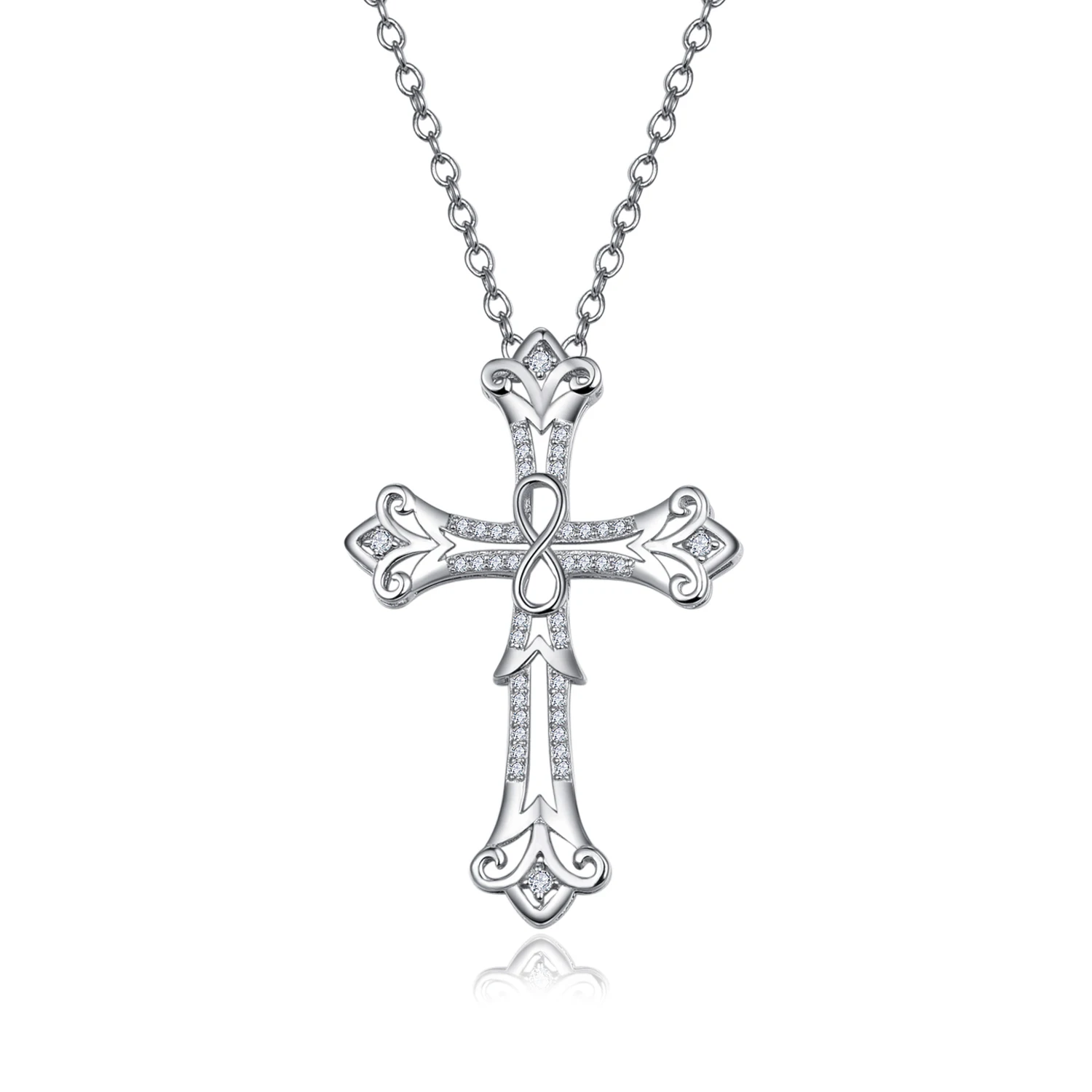 

BONLAVIE Sterling Silver Cross Pendant Necklace Women Fine Jewelry