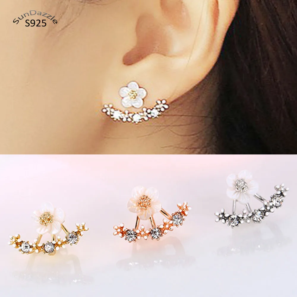 Женские серьги гвоздики из настоящего чистого серебра 925 пробы с фианитом и