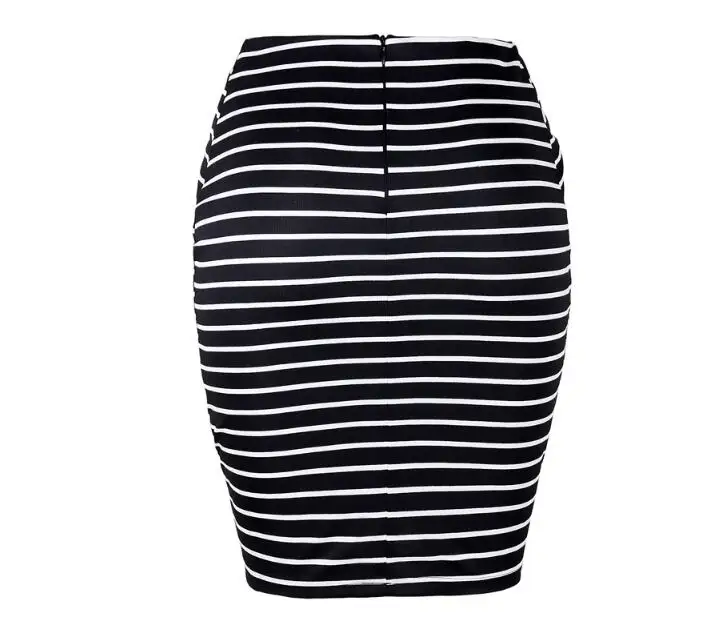 Women's striped bag hip high waist bandage skirt |