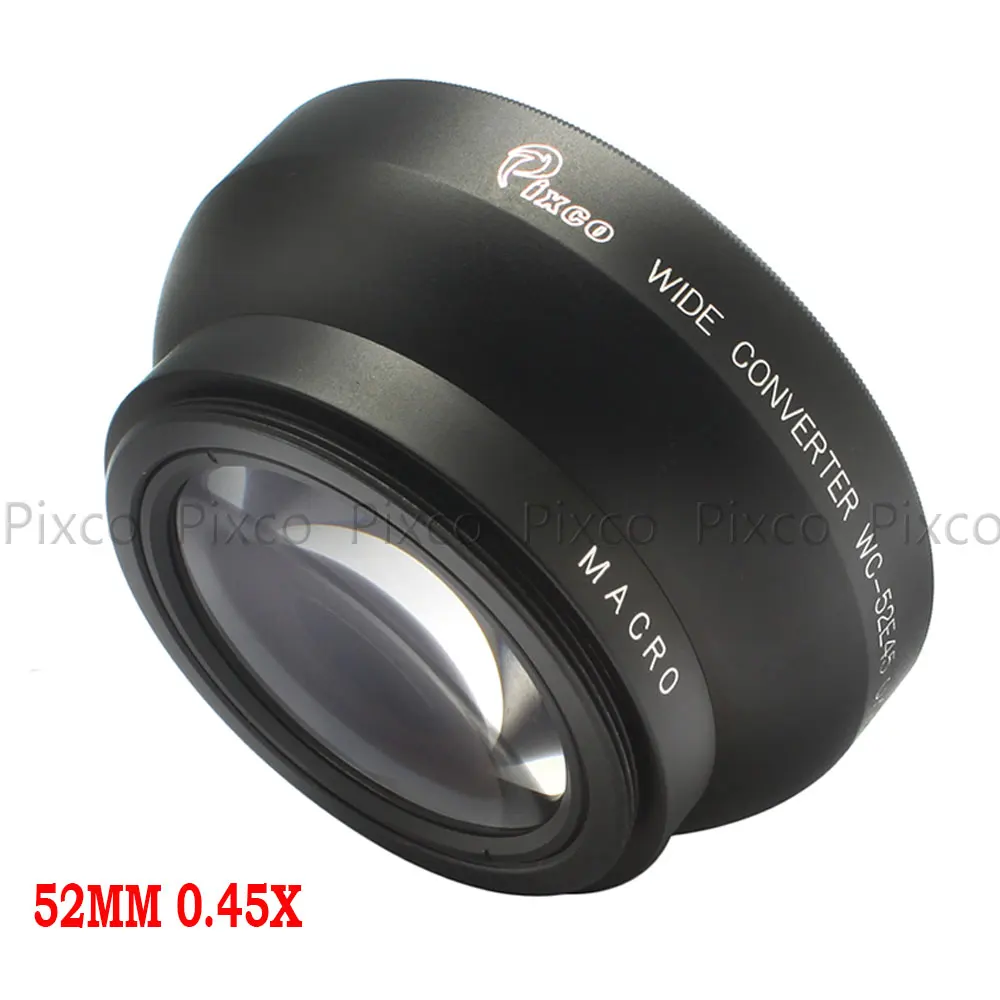 Широкоугольный объектив 0 45x 52 мм с макросъемкой для Canon Nikon Pentax Sony Panasonic (черный) |