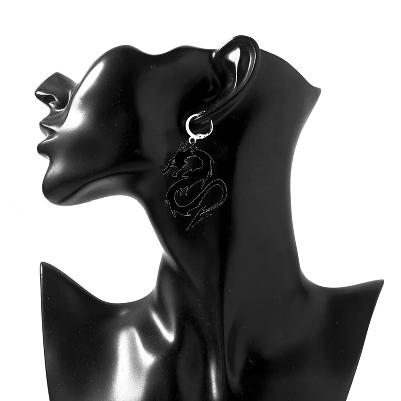 1 Пара Китайский Стиль металлический акриловый серьги-Драконы в стиле панк