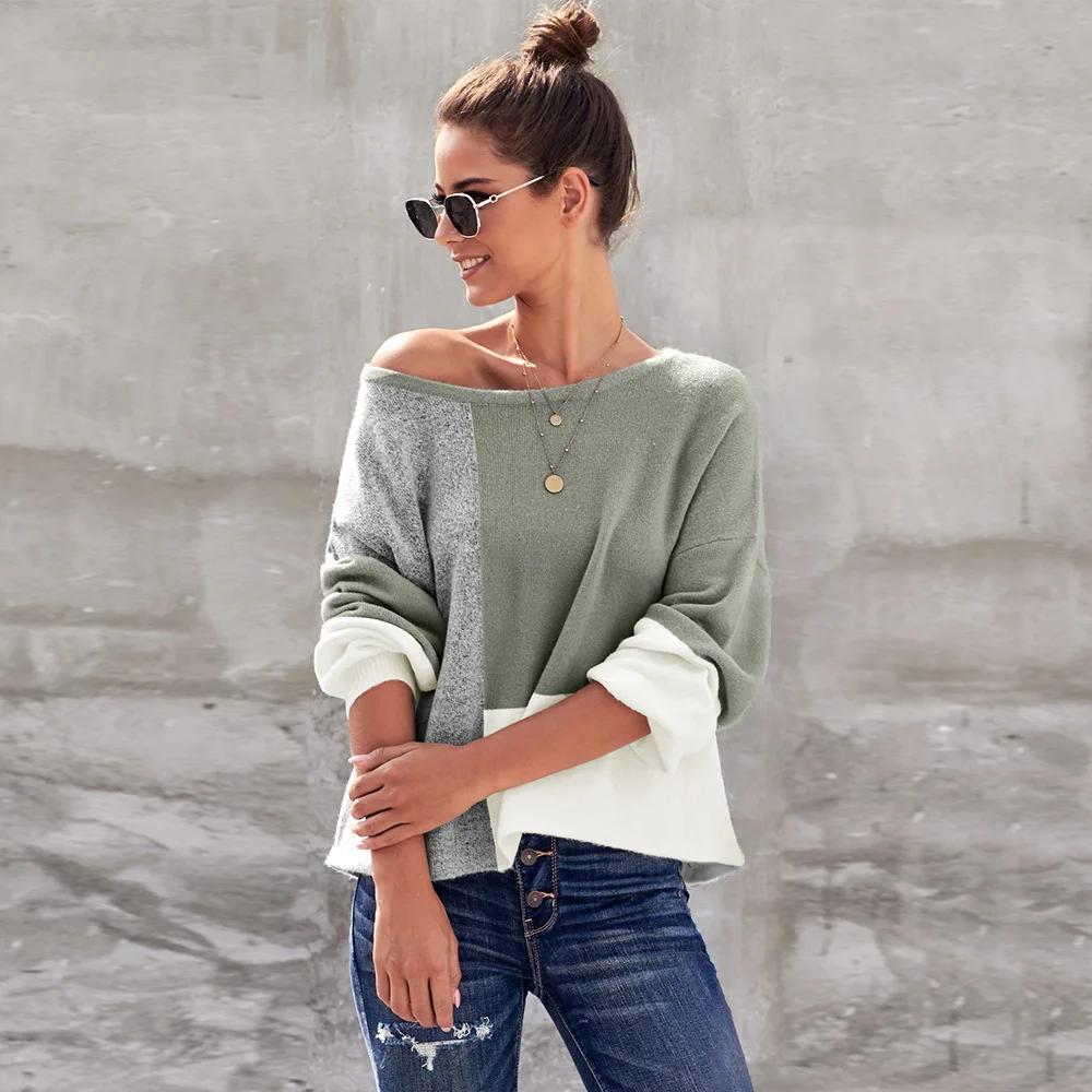 2020 NEW WOMEN HOTSALE Loose Autumn Winter Oversized Chunky Batwing Long Sleeve Turtleneck Sweater LADY Block Jumper | Женская одежда
