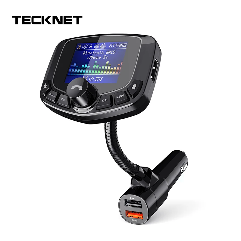 TeckNet Car Bluetooth Stereo FM Transmitter 3A Dual USB Fast Charger Handsfree Audio Receiver Auto MP3 Player Accessories |