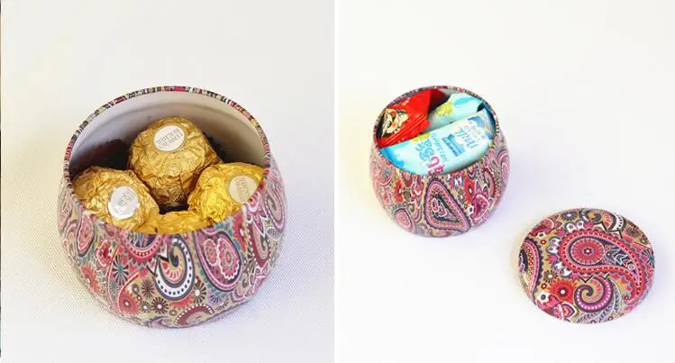 1PC 7x5cm Home Garden Personality Drum-shaped Candy Box Cookie Package Rose Tea Pot Tinplate Festive Party Supplies | Дом и сад