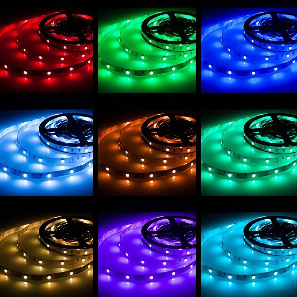 Светодиодная лента не Водонепроницаемая 5050 SMD лампа 5 м 10 DC 12 В RGB гибкая