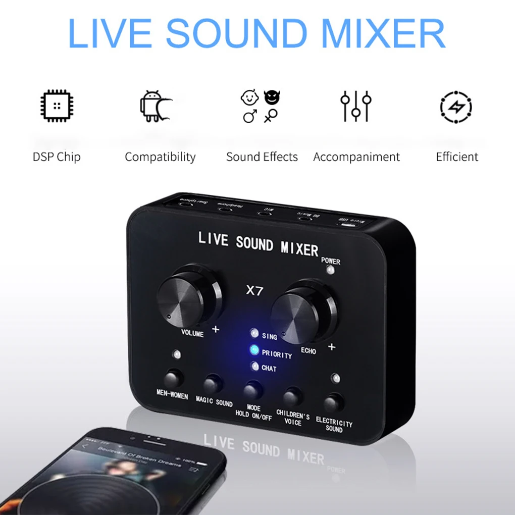 ПК аудио USB гарнитура микрофон веб-трансляция персональный стример Live Show Звуковая карта для телефона компьютера