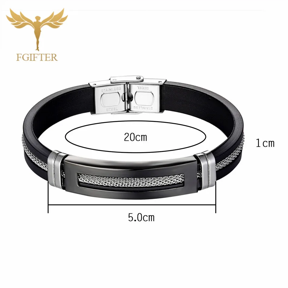 Очаровательный мужской браслет с рифленой Оплеткой Резиновый пряжкой из
