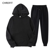 chreifit large size sets hoodiespants tracksuit spring male casual hoodies sweatshirts mens solid color hoodies sweatshirt tops