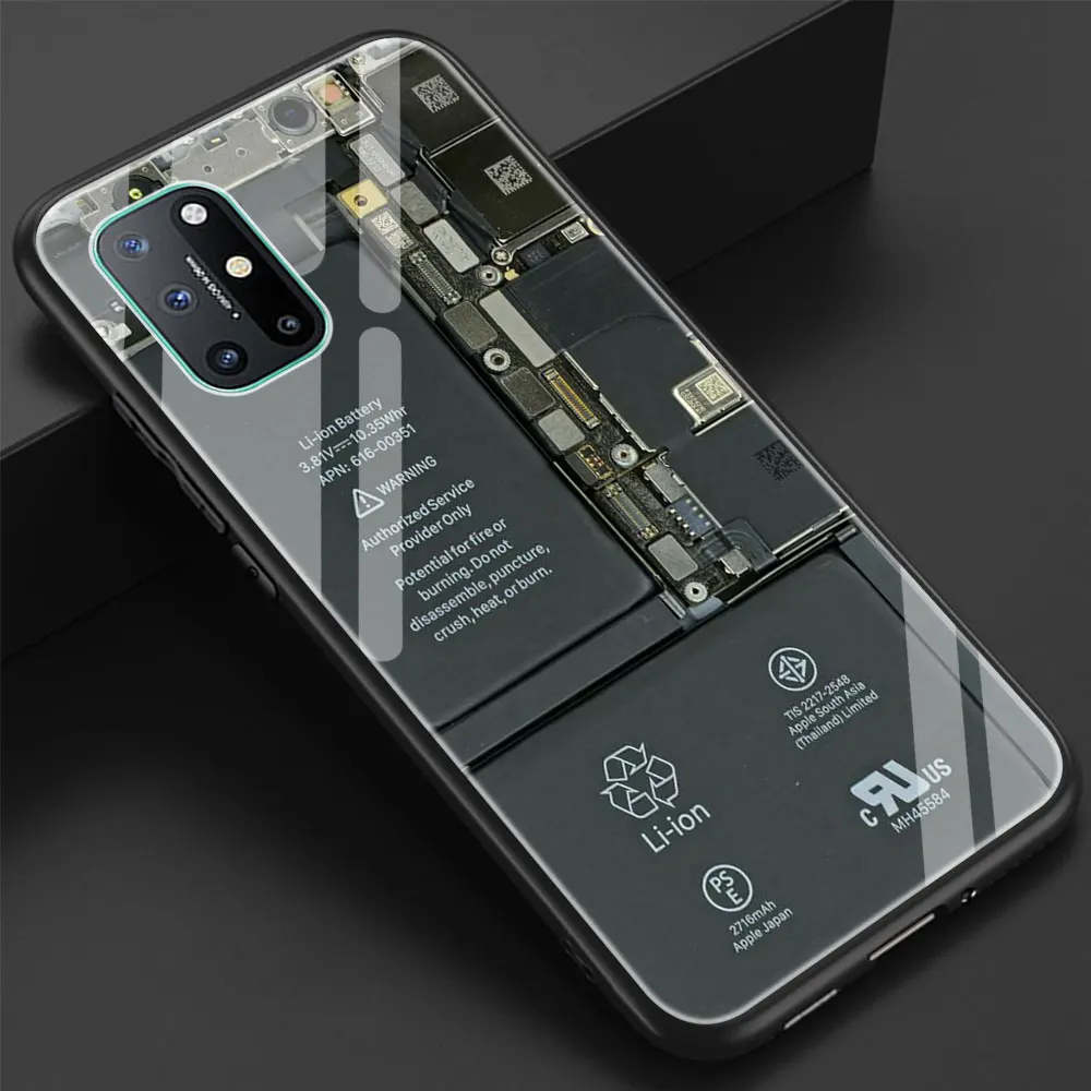

Soft Edge Cover Coque for Oneplus 9 PRO 9R 7 7T Pro 8 8T Pro Nord 5G Luxury Glass Phone Case Shell Circuit Board