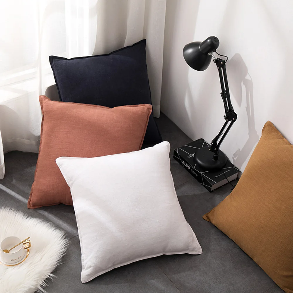 

White Linen Cushion Cover 50x50 Pillow Covers Decorative For Living room Sofa Home Decor Throw PillowCase Cushion Cover 45X45