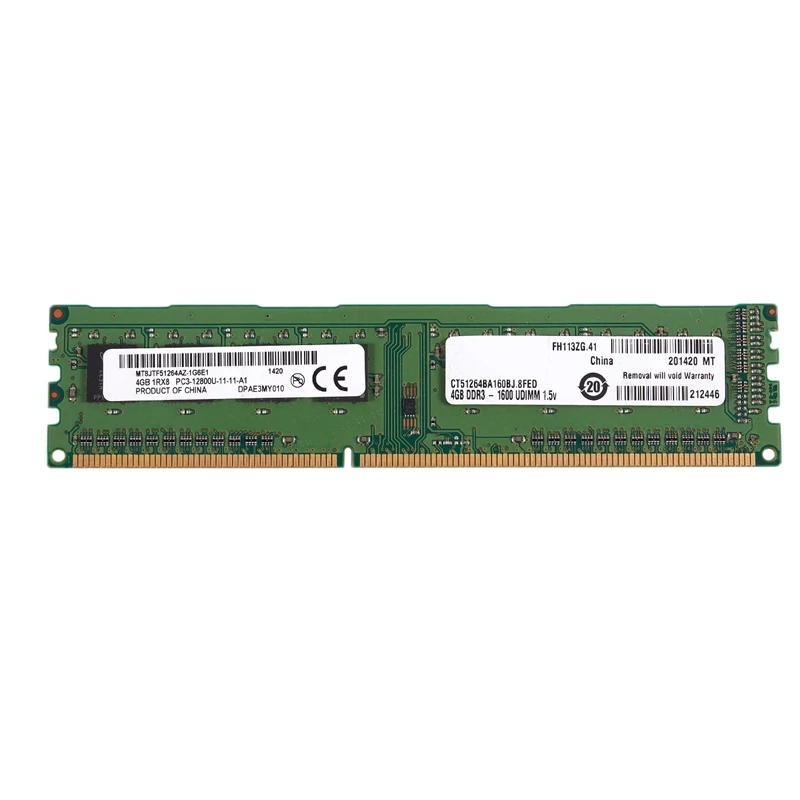 

DDR3 4 GB Ram PC3 12800 1600MHz 1,5 V Настольный ПК Память 240Pins система Высокая совместимость для Intel (4 GB)