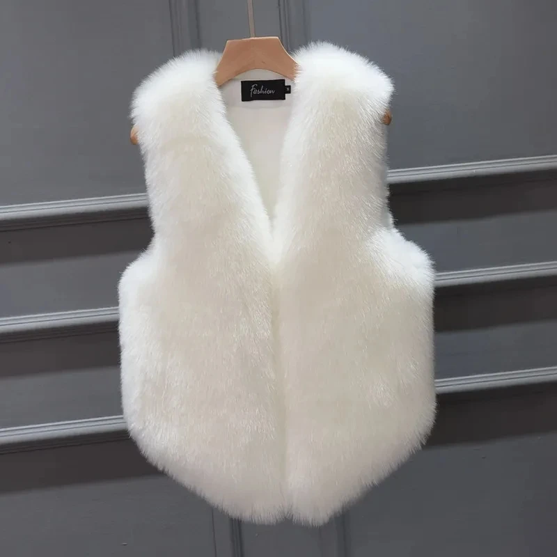 White Fur Vest Women's Short 2021 New Autumn And Winter Korean Short Imitate Fox Fur Vest Waistcoat Plush Fur Jacket