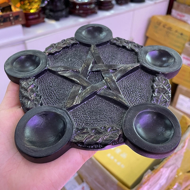 

Pentagonal Ceremony Home Decoration Resin Altar Plate Candle Holder Altar Divination Cup Holder Tea Candle Holder