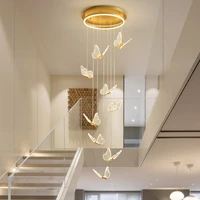 new modern stair chandelier acrylic butterfly shape duplex living room dining room art led stair chandelier