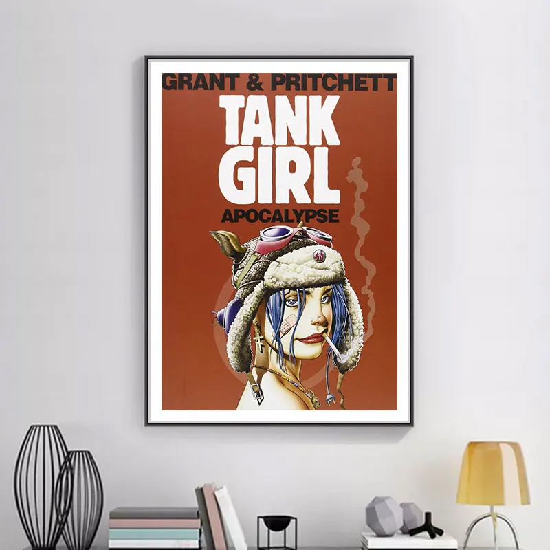 Танк Девушка экшн фильм ретро Винтаж Крафт наклейка Холст Живопись Домашний