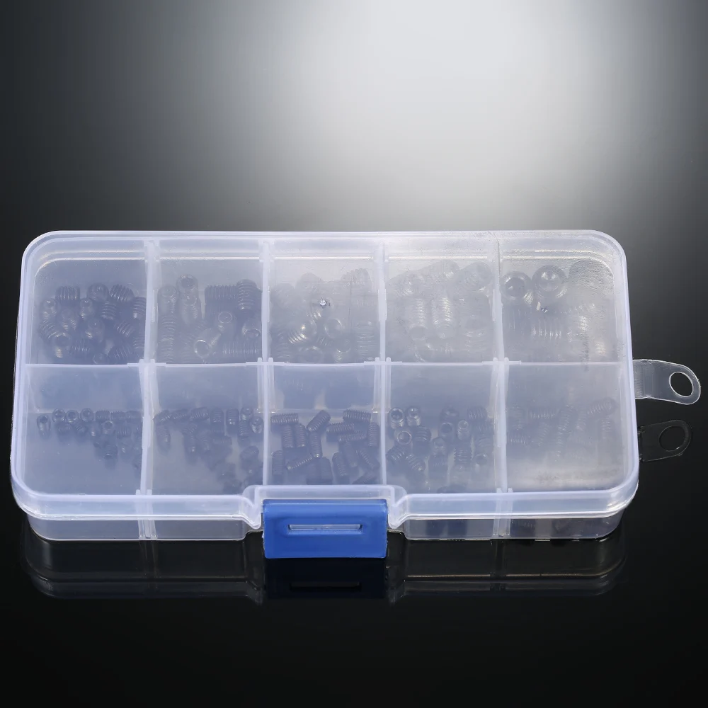 200 шт Черный шестигранный головкой внутренний набор личинка ассортимент винтов