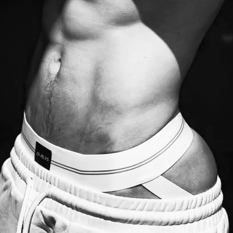 Мужские Трусы-стринги ORLVS черные бесшовные трусы с широким ремнем 5 см Т-образной