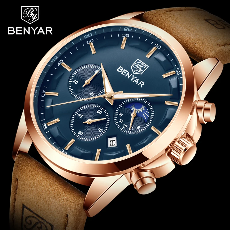2020 New BENYAR Top Brand Men's Watches Military Luxury Watch Men Quartz Clock Sport Wrist Watch Chronograph Relogio Masculino