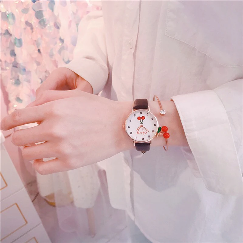 Часы Детские кварцевые с кожаным ремешком милые повседневные для девочек