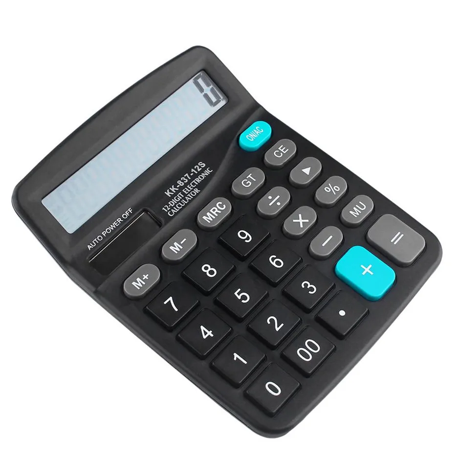 

New 1pcs Office Commercial Calculator Calculate Tool Battery Powered 12 Digit Electronic Calculator Portable hot sale newest