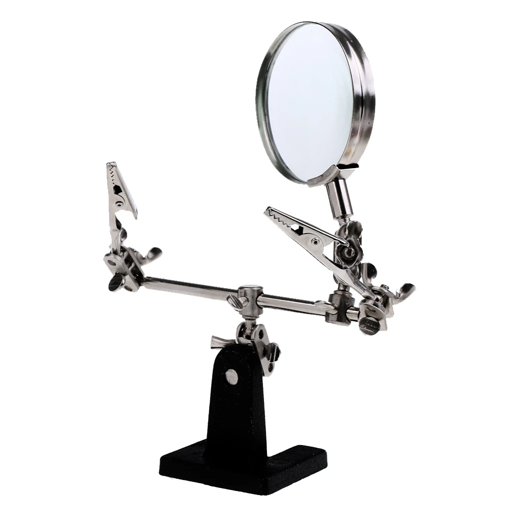 

Third Hand Soldering Solder Iron Stand Holder Magnifier Helping Tool 2.5X