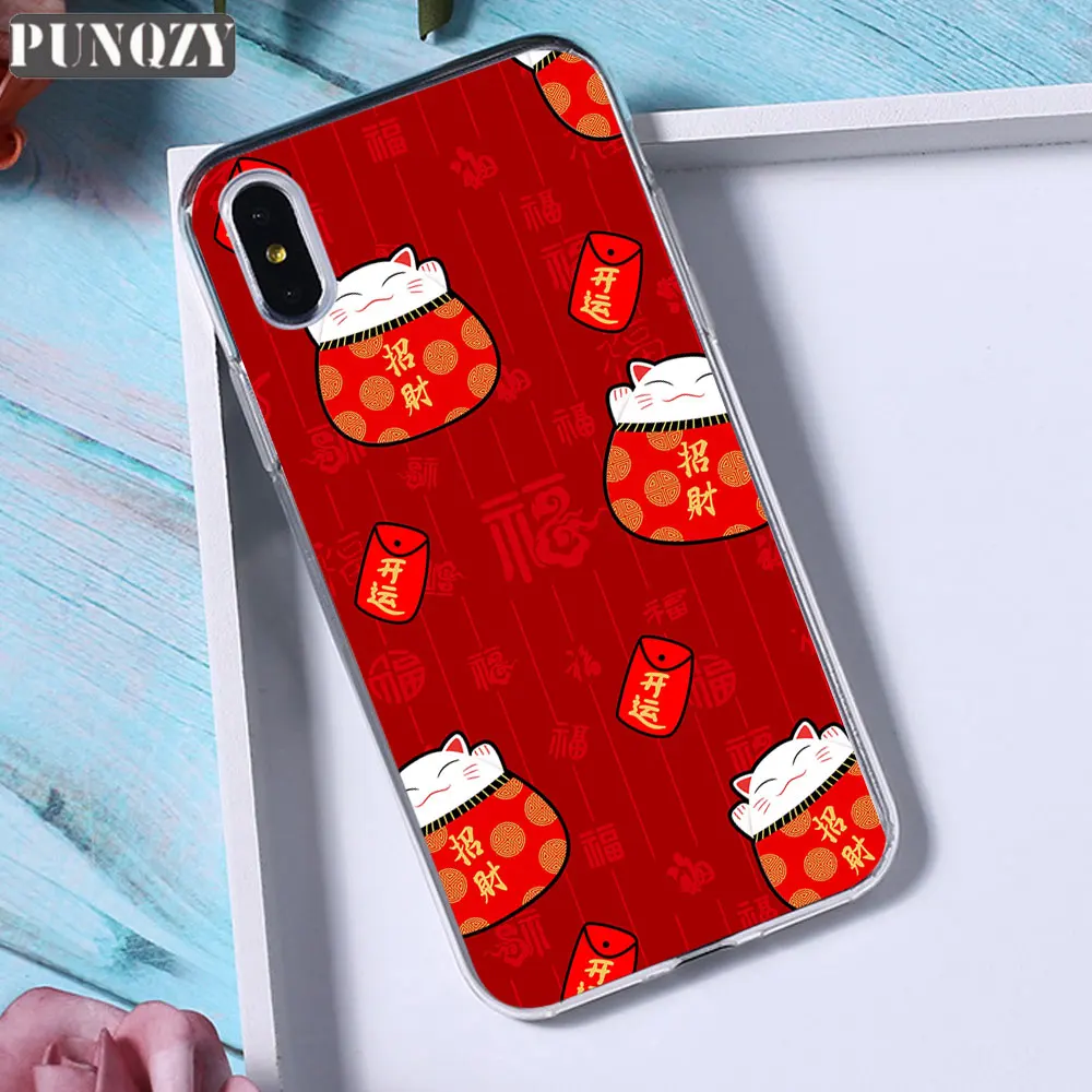 TPU A206 Новогодний чехол для телефона Lucky Cat для iPhone xr 5S 6S 7 8 Plus x xs max силиконовый чехол из ТПУ для huawei P30 P10 P20 lite mate 20 lite - Цвет: TPU A206