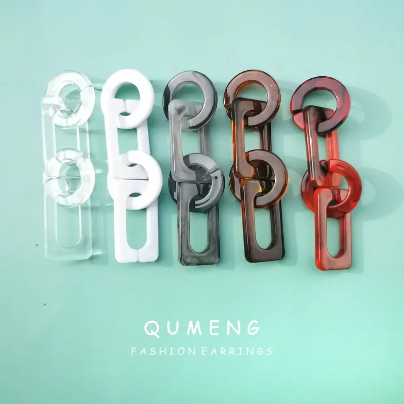 QUMENG 2020 заявление прозрачный акриловый длинные серьги цепочки для женщин смолы