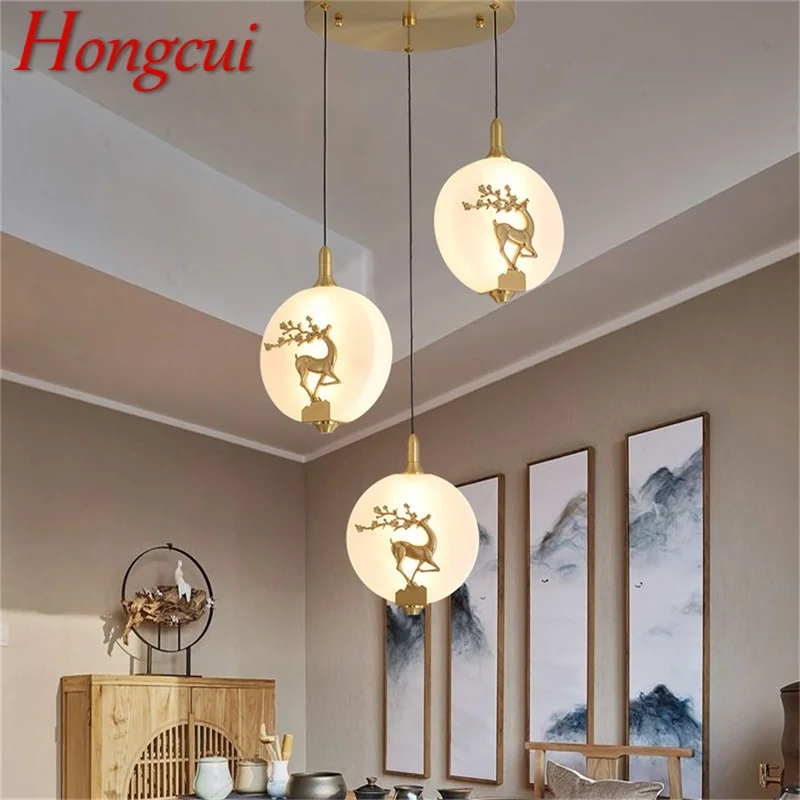

Hongcui New Pendant Light Modern Luxury Brass Lamp Fixtures LED Decorative For Home Stairs Dining Room