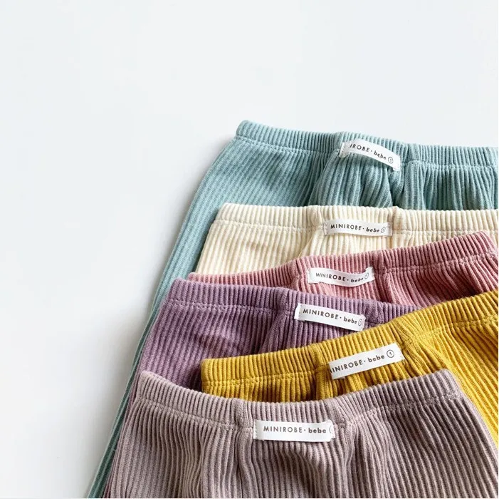 2020 Spring Autumn Newborn Baby Girls Boys Ribbed Solid Pants Cute All-match Knitted Webbing Big PP Trend Bottoms | Детская одежда и