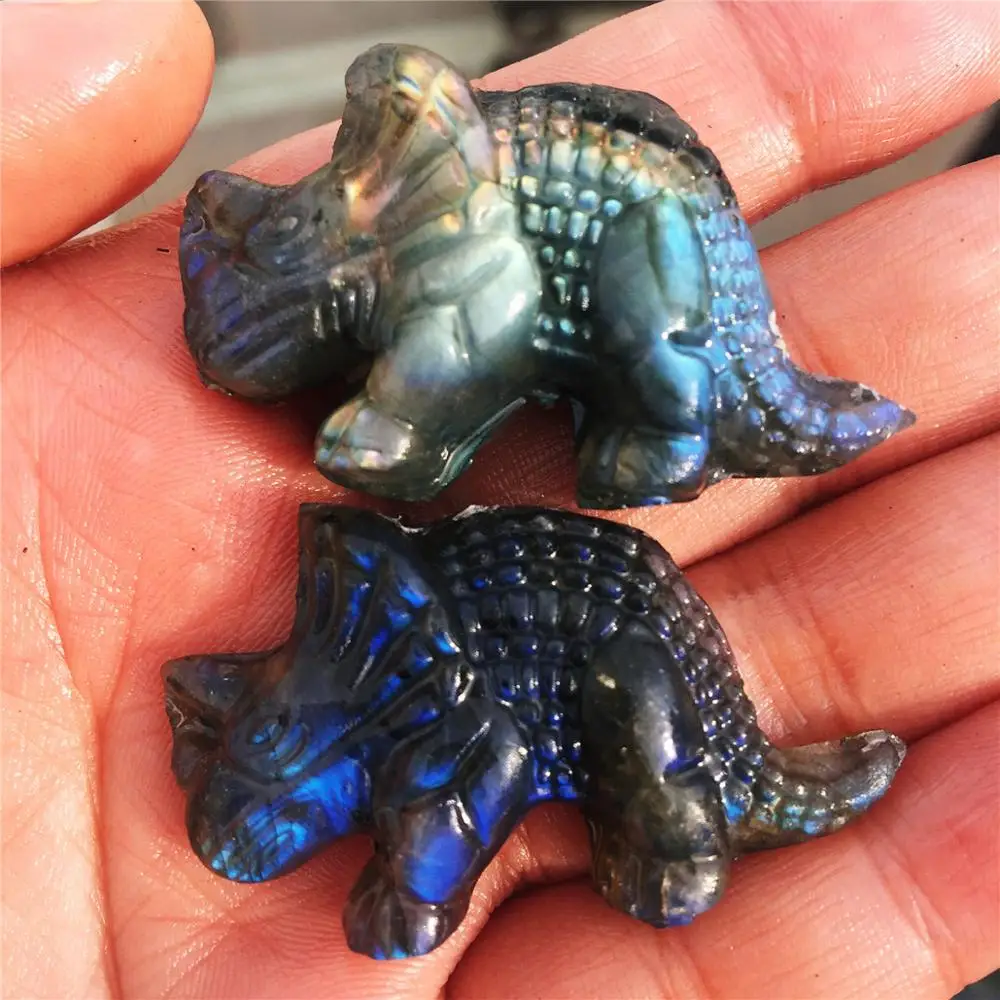 1 шт. натуральный камень Лабрадора ручной резной животные носороги Кристалл