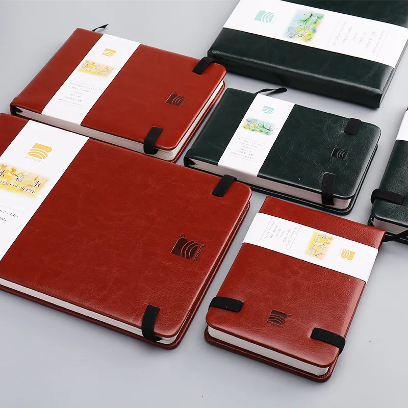 Baohong 100% Cotton Watercolor Paper Book 300g Portable leather Travel Pocket Acuarelas Sketchbook Travel Book Art Supplies