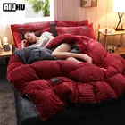 Однотонный бархатный пододеяльник для дома, Зимний Теплый Женский комплект, двойное, односпальное, двуспальное покрывало, евро постельное белье, покрывало