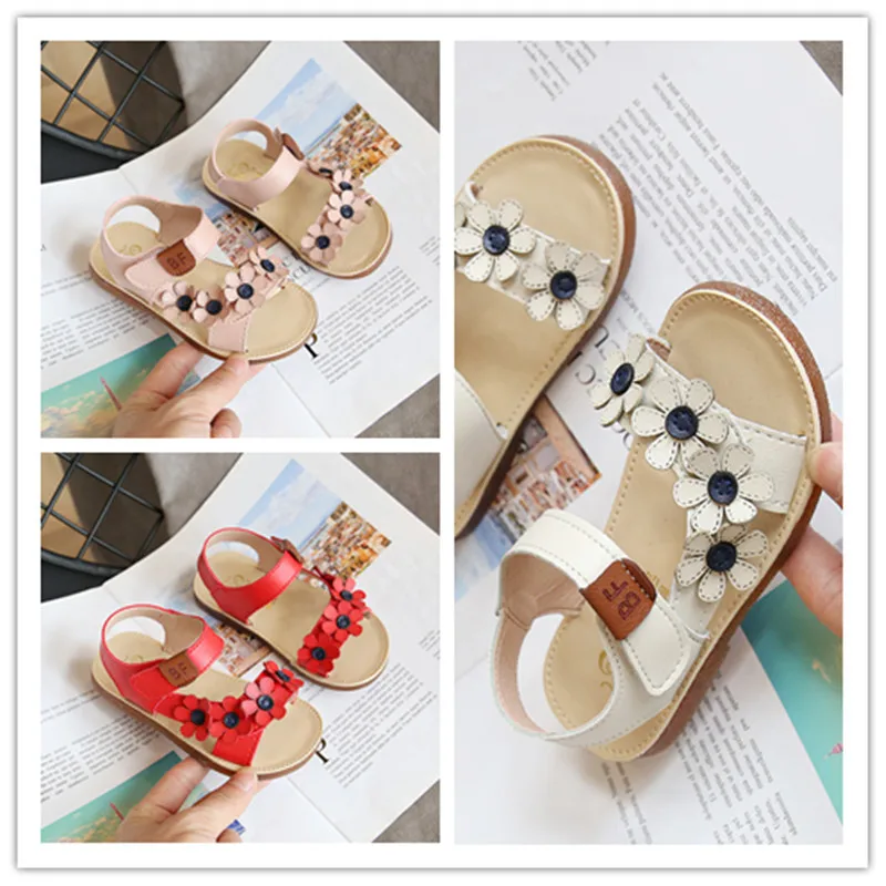Сандалии для девочек милые с цветами сандалии маленьких Новинка 2020 летняя
