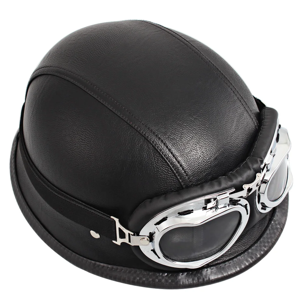 Мотоцикл Скутер Байкер кожа ретро открытый лицо половина лица шлем УФ очки для